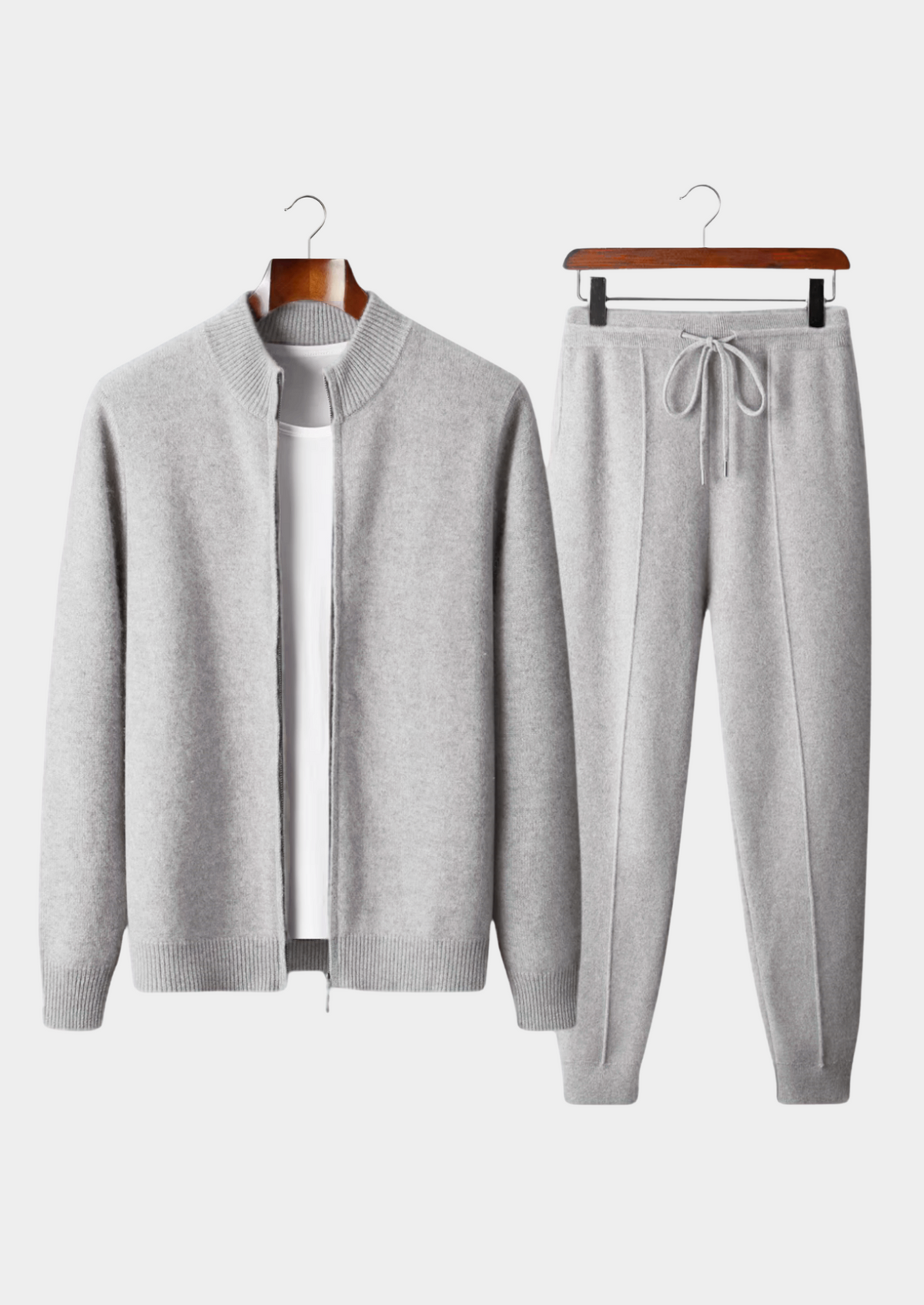 Pure Extra-Fine Merino Wool Light Gray Luzzo Set | Arventti