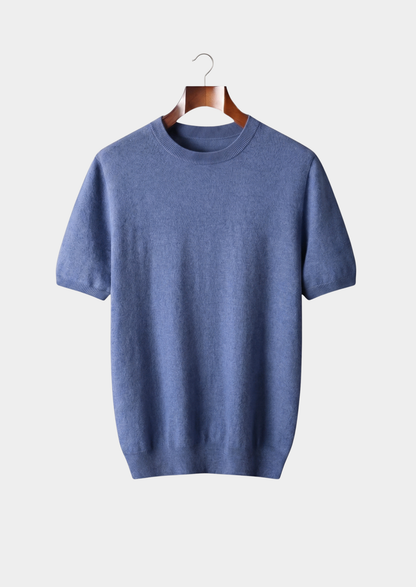 Premium Cashmere Classic Crewneck T-Shirt - Deep Atlantic | Arventti