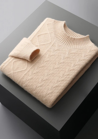 Pure Extra-Fine Merino Wool Jacquard Mockneck | Arventti