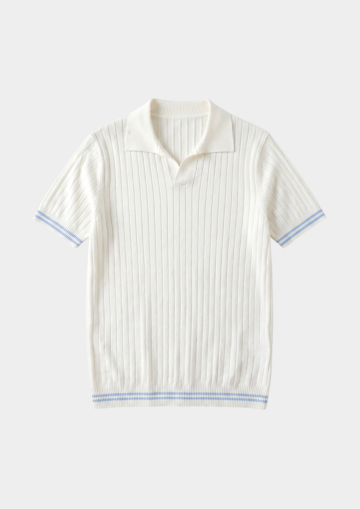 Pierre Ivory Ribbed Buttonless Polo | Arventti