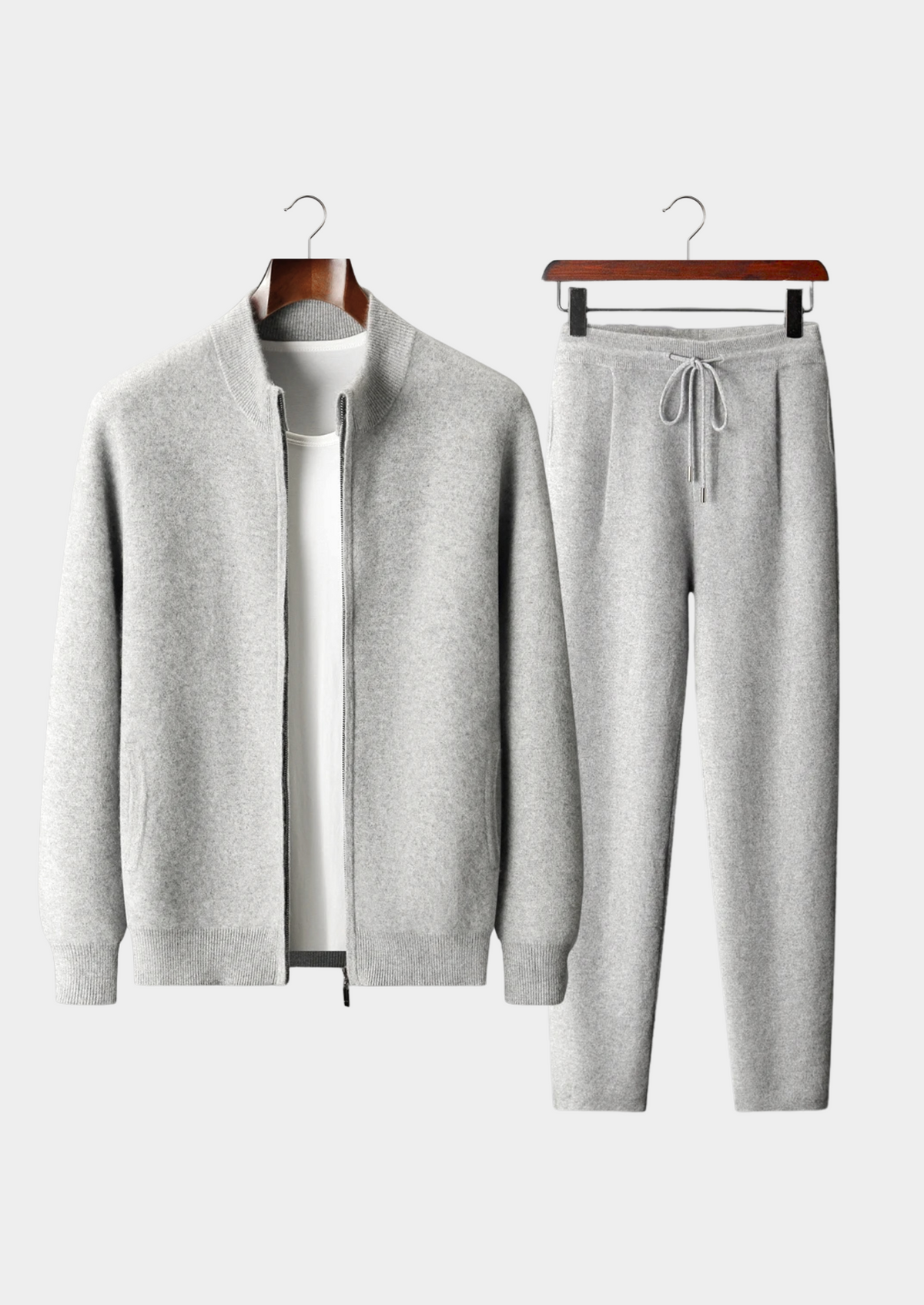 Premium Cashmere Light Gray Denis Leisure Set | Arventti
