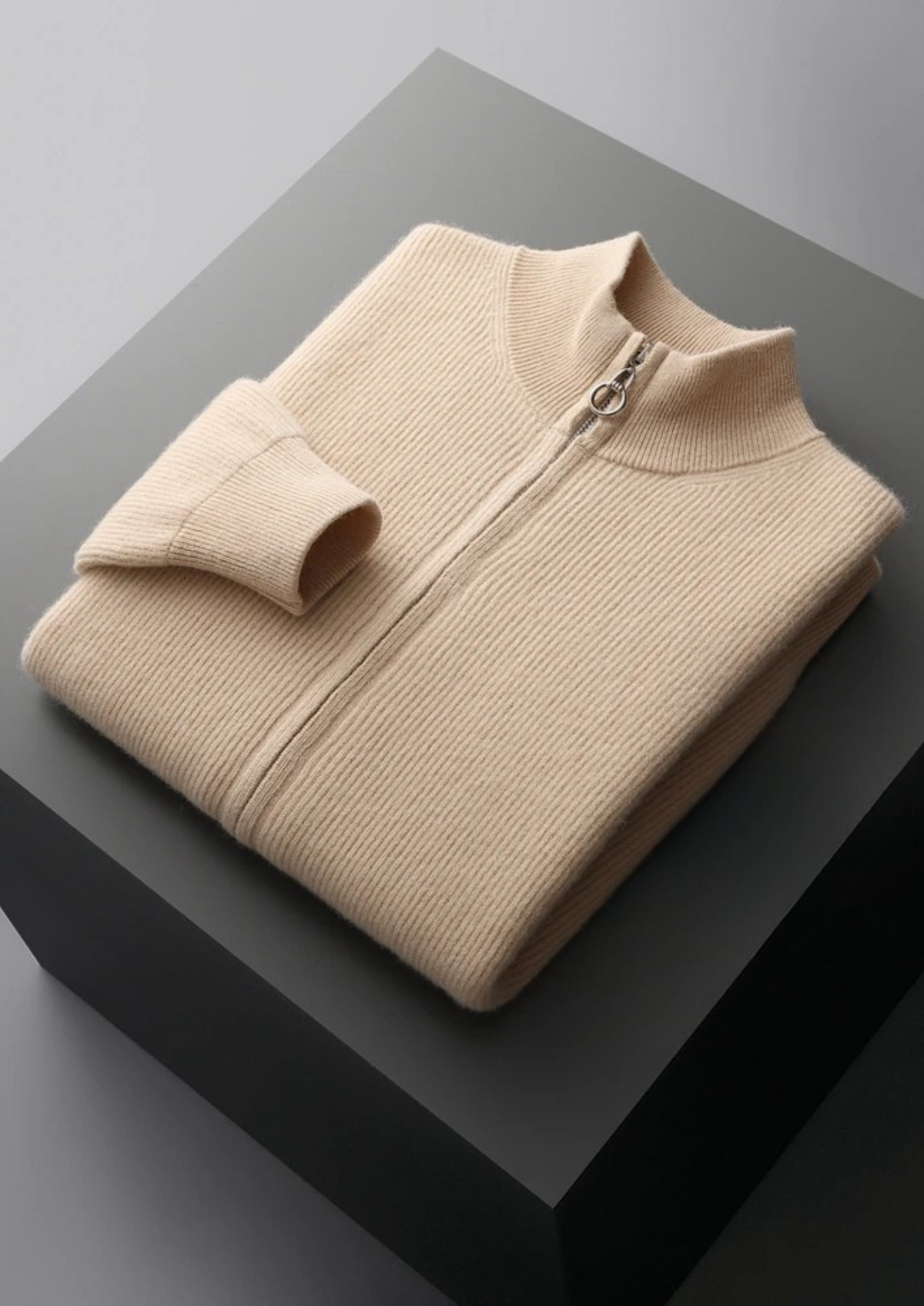 Pure Extra-Fine Merino Wool Ribbed Zip Cardigan | Arventti