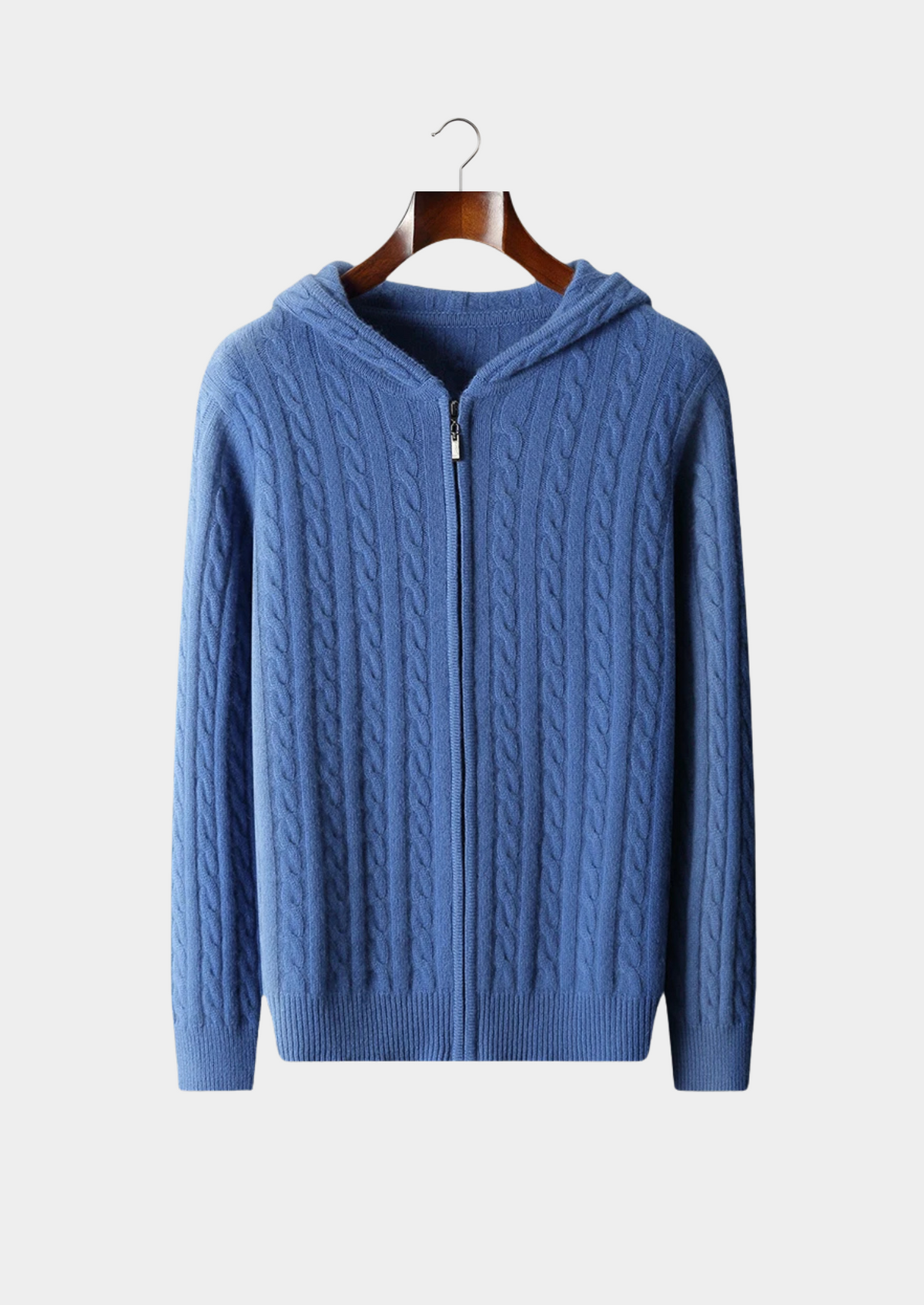 Premium Cashmere Cable Knit Zipper Hoodie | Arventti