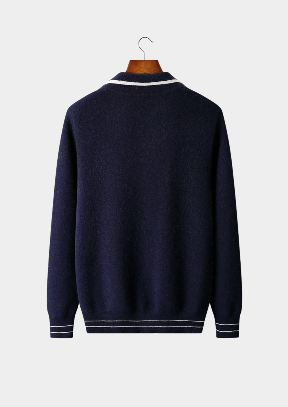 Pure Extra-Fine Merino Wool Two-Tone Polo Cardigan | Arventti