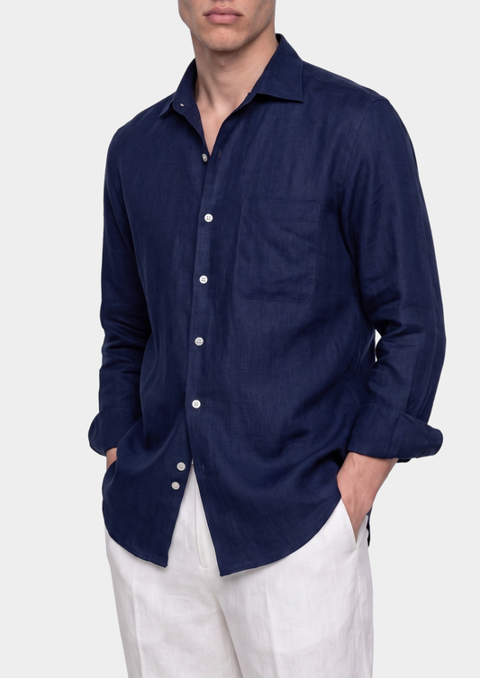 Amalfi Coastal Shirt - Navy Blue | Arventti