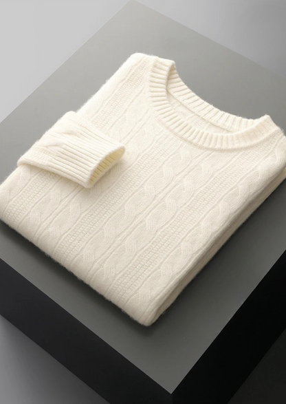 Pure Extra-Fine Merino Wool Cable Crewneck | Arventti