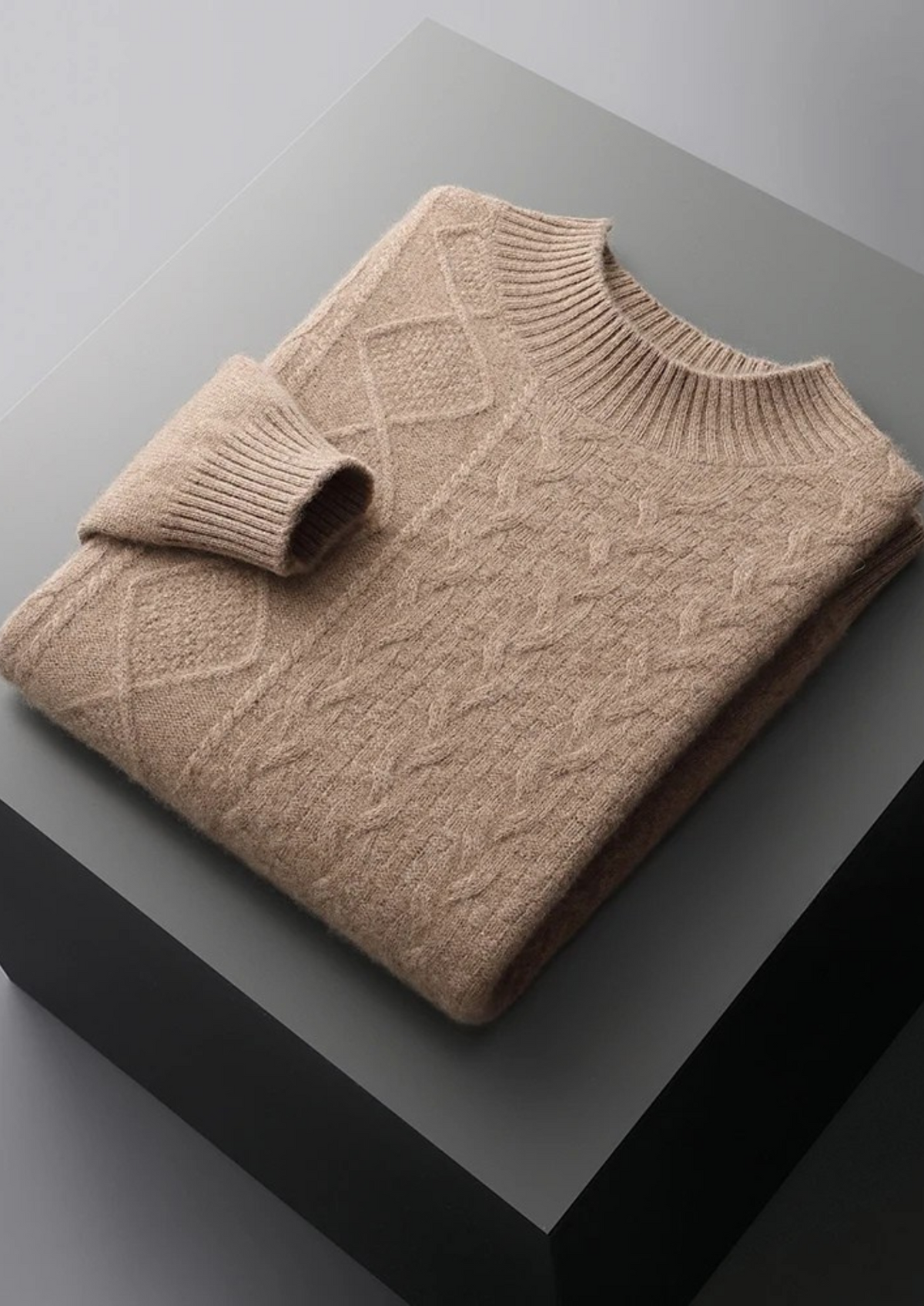 Pure Extra-Fine Merino Wool Jacquard Mockneck | Arventti