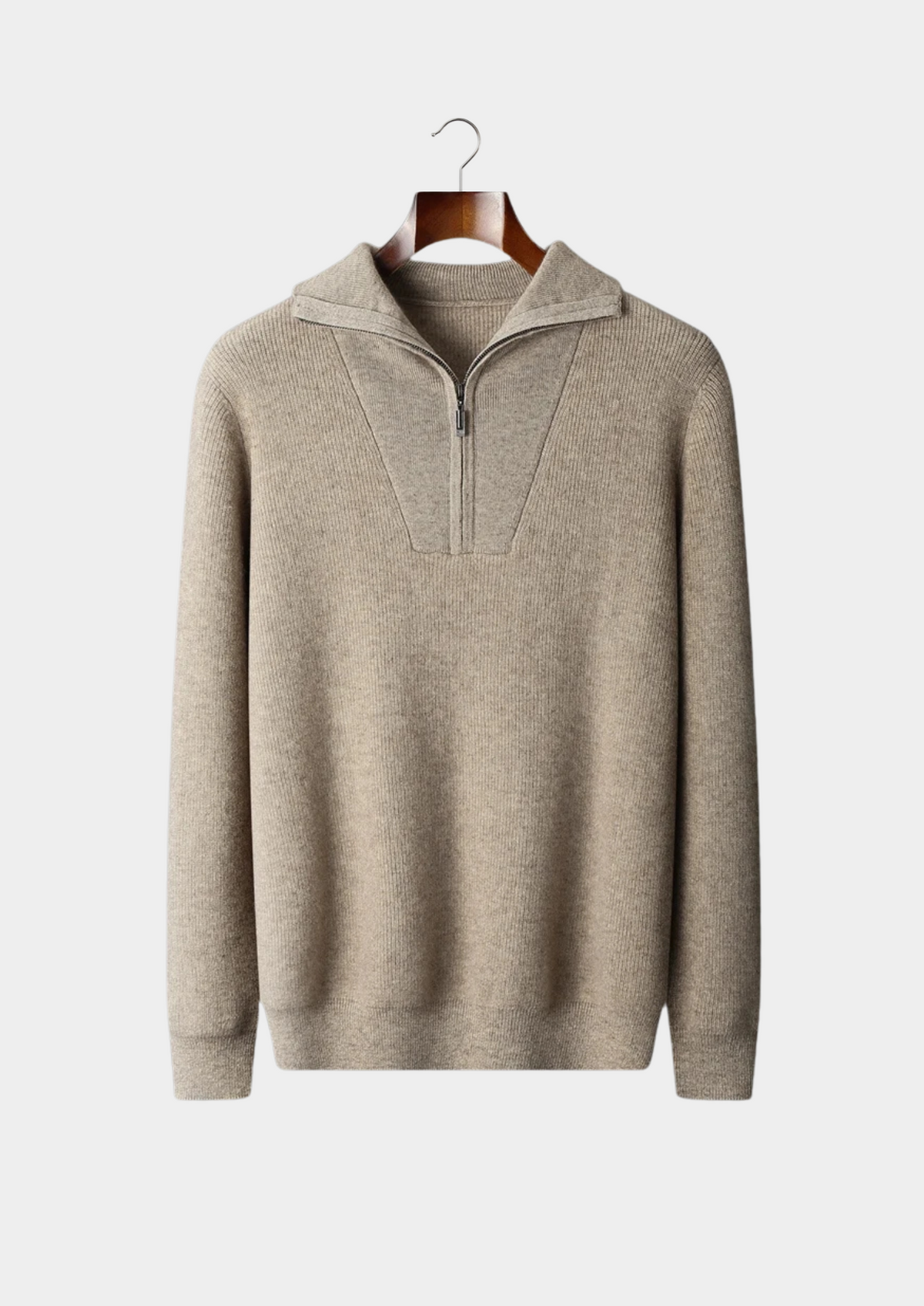 Premium Cashmere Ribbed Half-Zip Sweater | Arventti