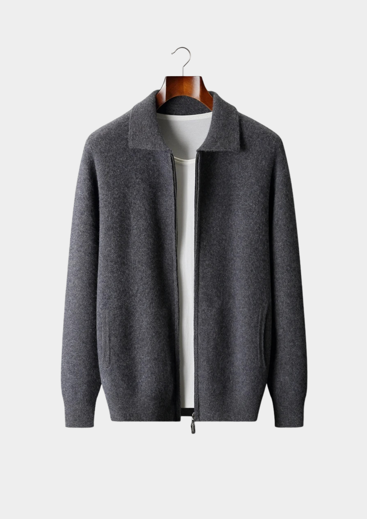 Premium Cashmere Zip Polo Cardigan | Arventti
