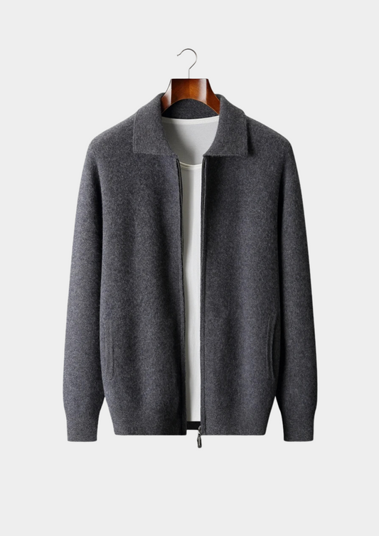 Premium Cashmere Zip Polo Cardigan | Arventti