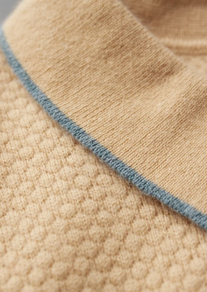 Premium Cashmere Mustard Two-Tone Polo | Arventti