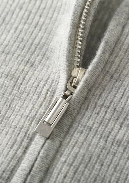 Pure Extra-Fine Merino Wool Ribbed Zip Hoodie | Arventti