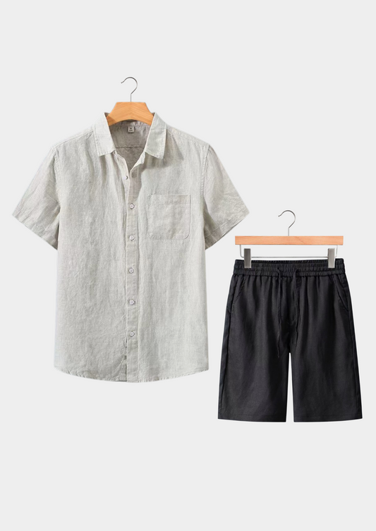 Dolcevita Shortsleeve Summer Set - Beige/black | Arventti