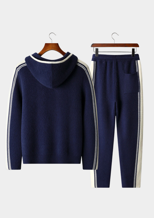 Pure Extra-Fine Merino Wool Navy Blue Damien Set | Arventti