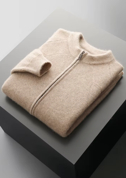Pure Extra-Fine Merino Wool Ribbed Zip Cardigan | Arventti