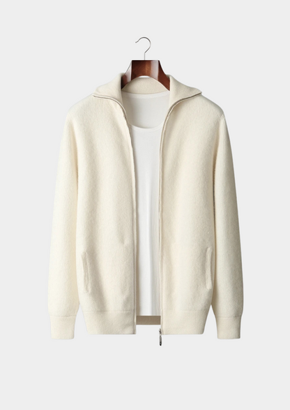 Pure Extra-Fine Merino Wool Ribbed Zipper Cardigan | Arventti