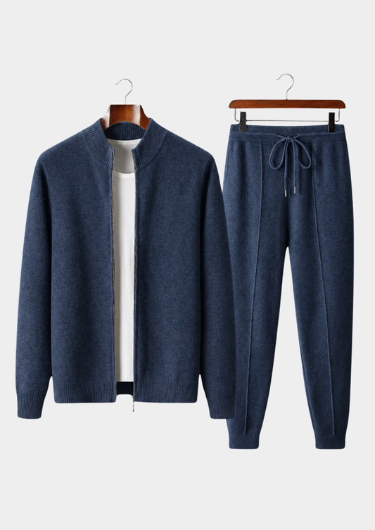 Pure Extra-Fine Merino Wool Navy Blue Luzzo Set | Arventti