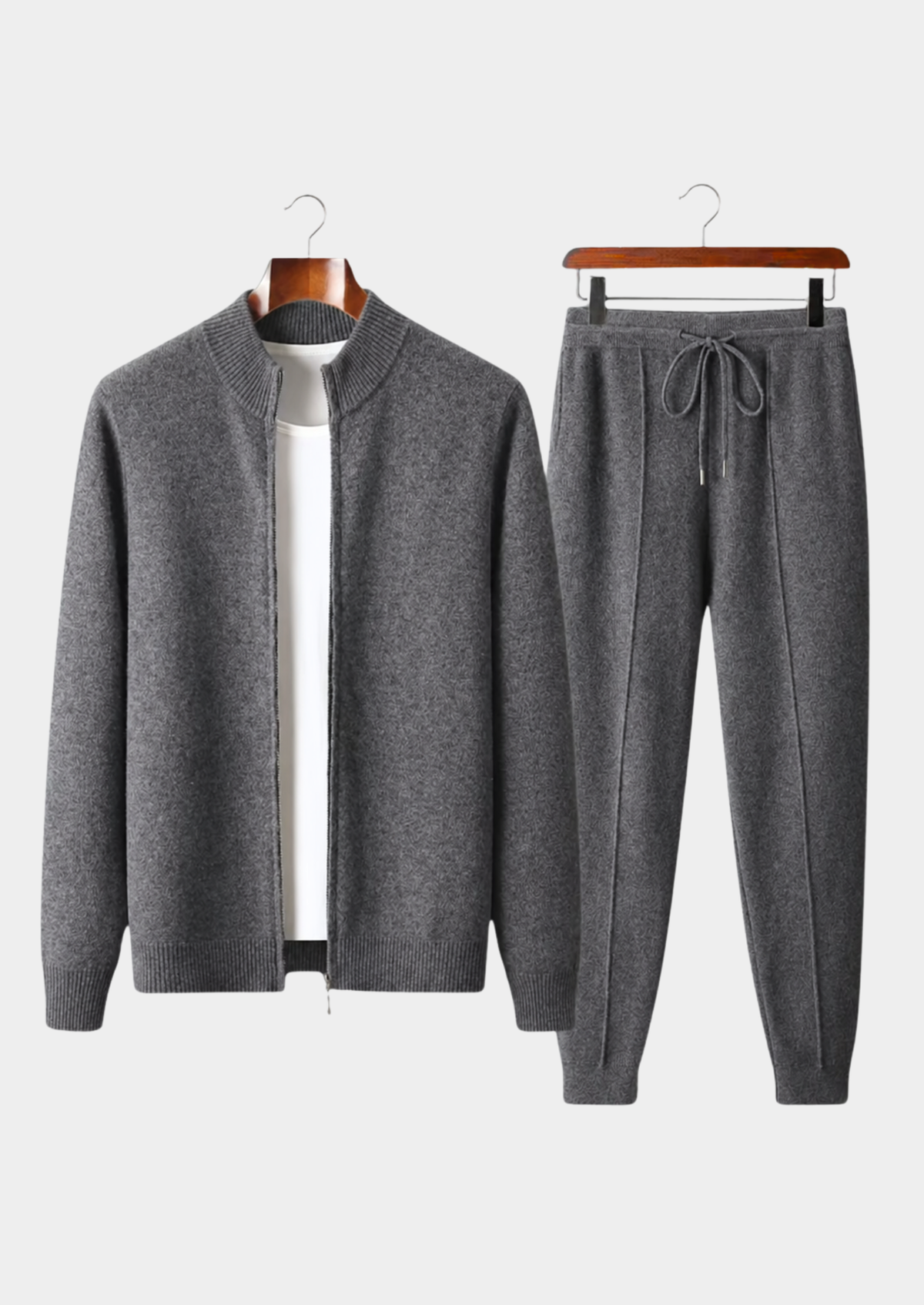 Pure Extra-Fine Merino Wool Dark Gray Luzzo Set | Arventti