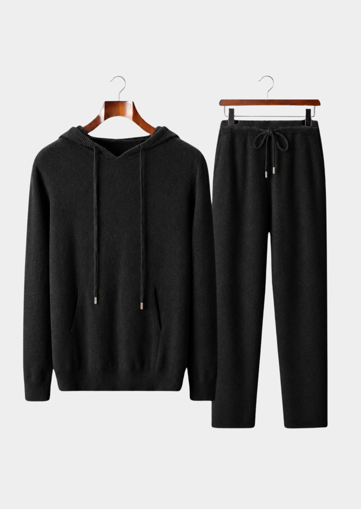 Pure Extra-Fine Merino Wool Black Savro Set | Arventti