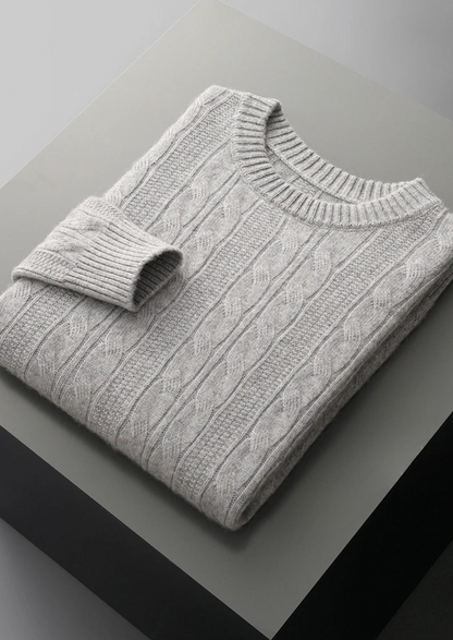 Pure Extra-Fine Merino Wool Cable Crewneck | Arventti