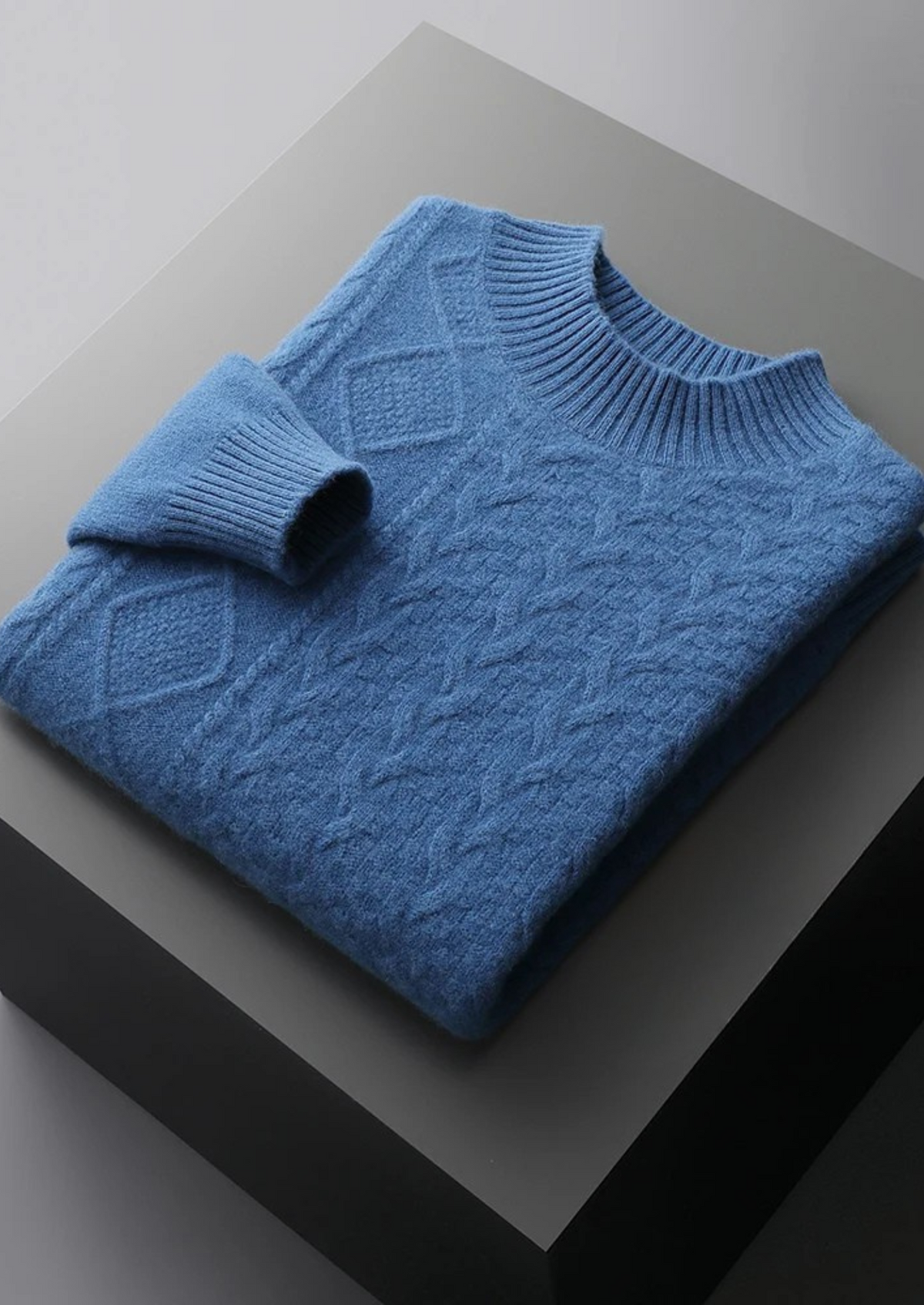 Pure Extra-Fine Merino Wool Jacquard Mockneck | Arventti