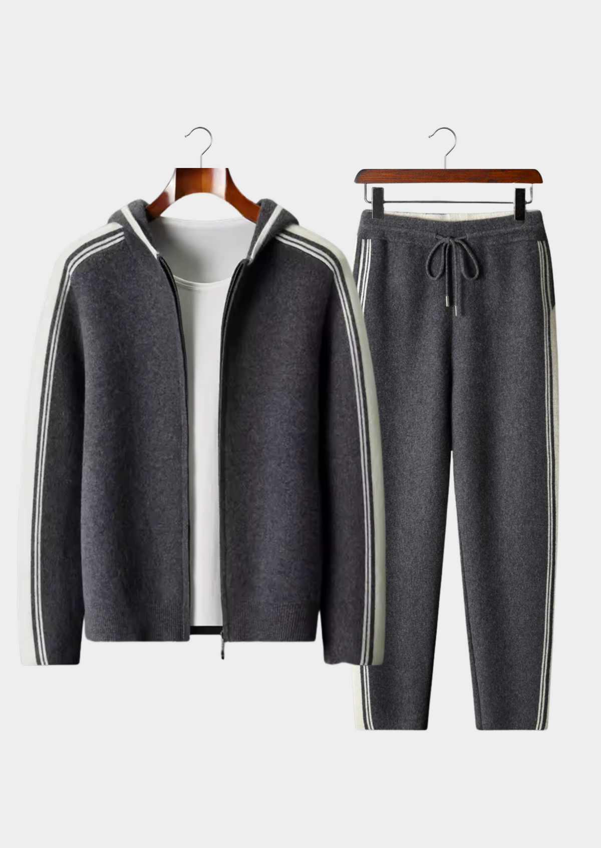 Pure Extra-Fine Merino Wool Dark Gray Damien Set | Arventti