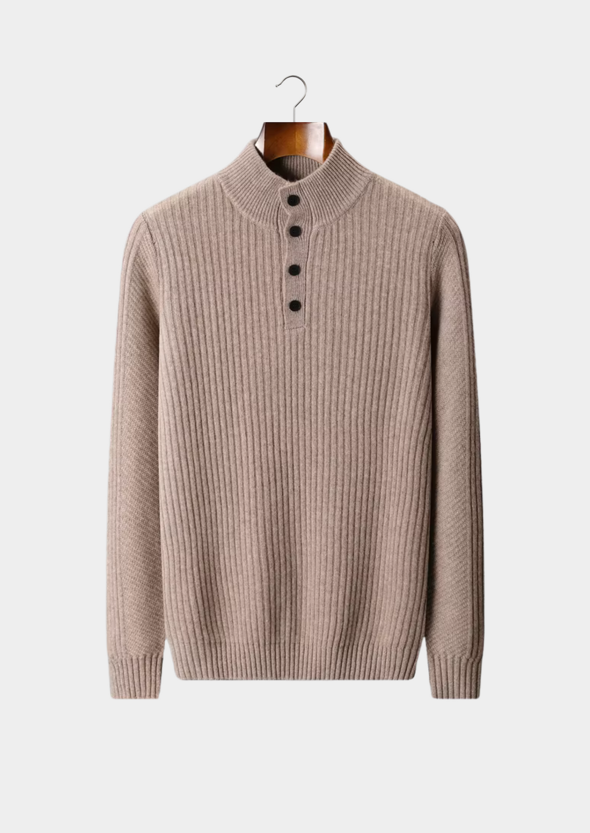 Pure Extra-Fine Merino Wool Ribbed Henley Sweater | Arventti