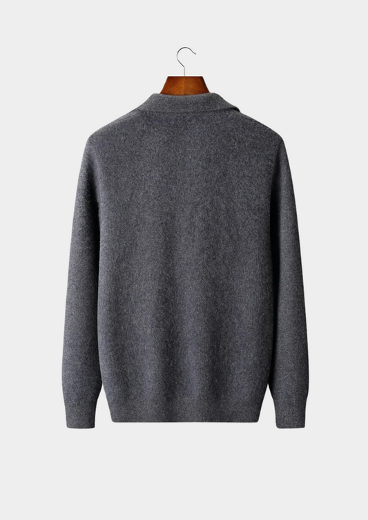 Premium Cashmere Zip Polo Cardigan | Arventti