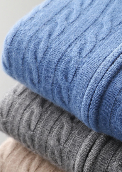 Premium Cashmere Cable Knit Zipper Hoodie | Arventti