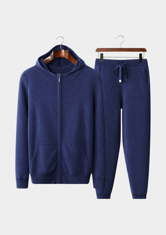 Premium Cashmere Navy Blue Kilian Leisure Set | Arventti