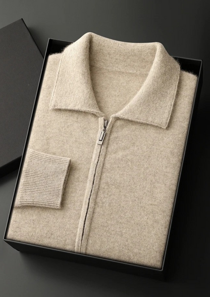 Premium Cashmere Zip Polo Cardigan | Arventti