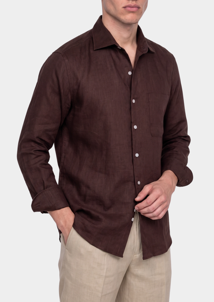 Amalfi Coastal Shirt - Dark Brown | Arventti