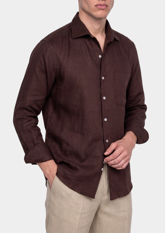 Amalfi Coastal Shirt - Dark Brown | Arventti