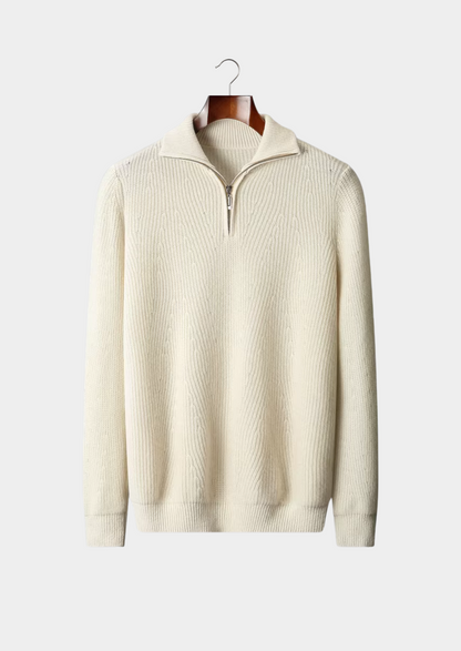 Pure Extra-Fine Merino Wool Ribbed Half-Zip | Arventti