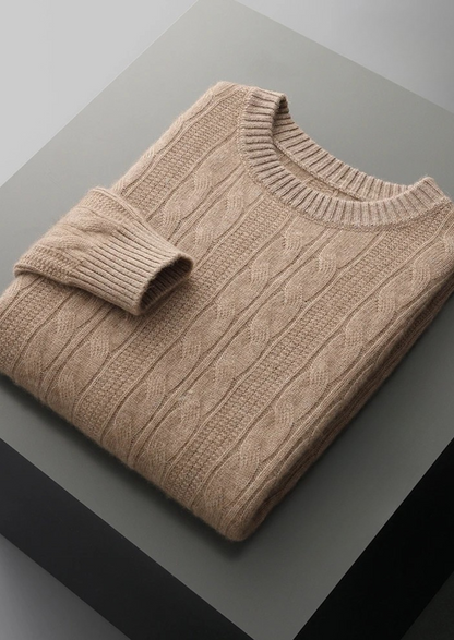 Pure Extra-Fine Merino Wool Cable Crewneck | Arventti