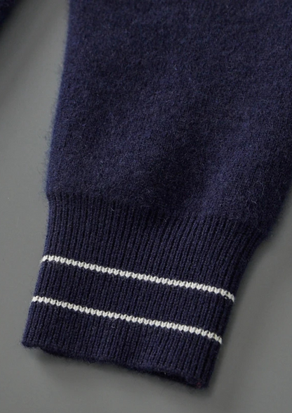 Pure Extra-Fine Merino Wool Two-Tone Polo Cardigan | Arventti