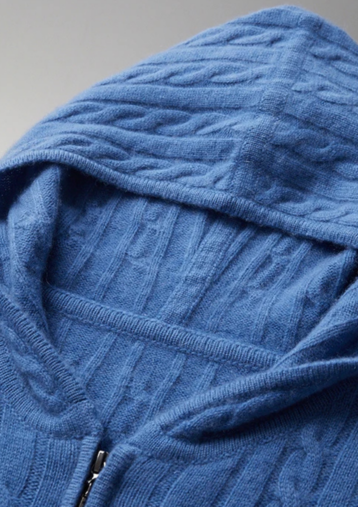 Premium Cashmere Cable Knit Zipper Hoodie | Arventti