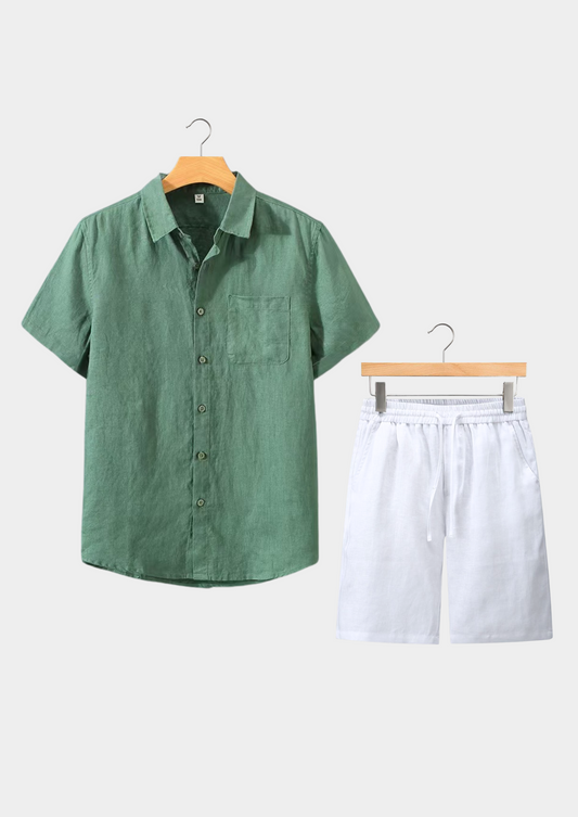 Dolcevita Shortsleeve Summer Set - Green/white | Arventti