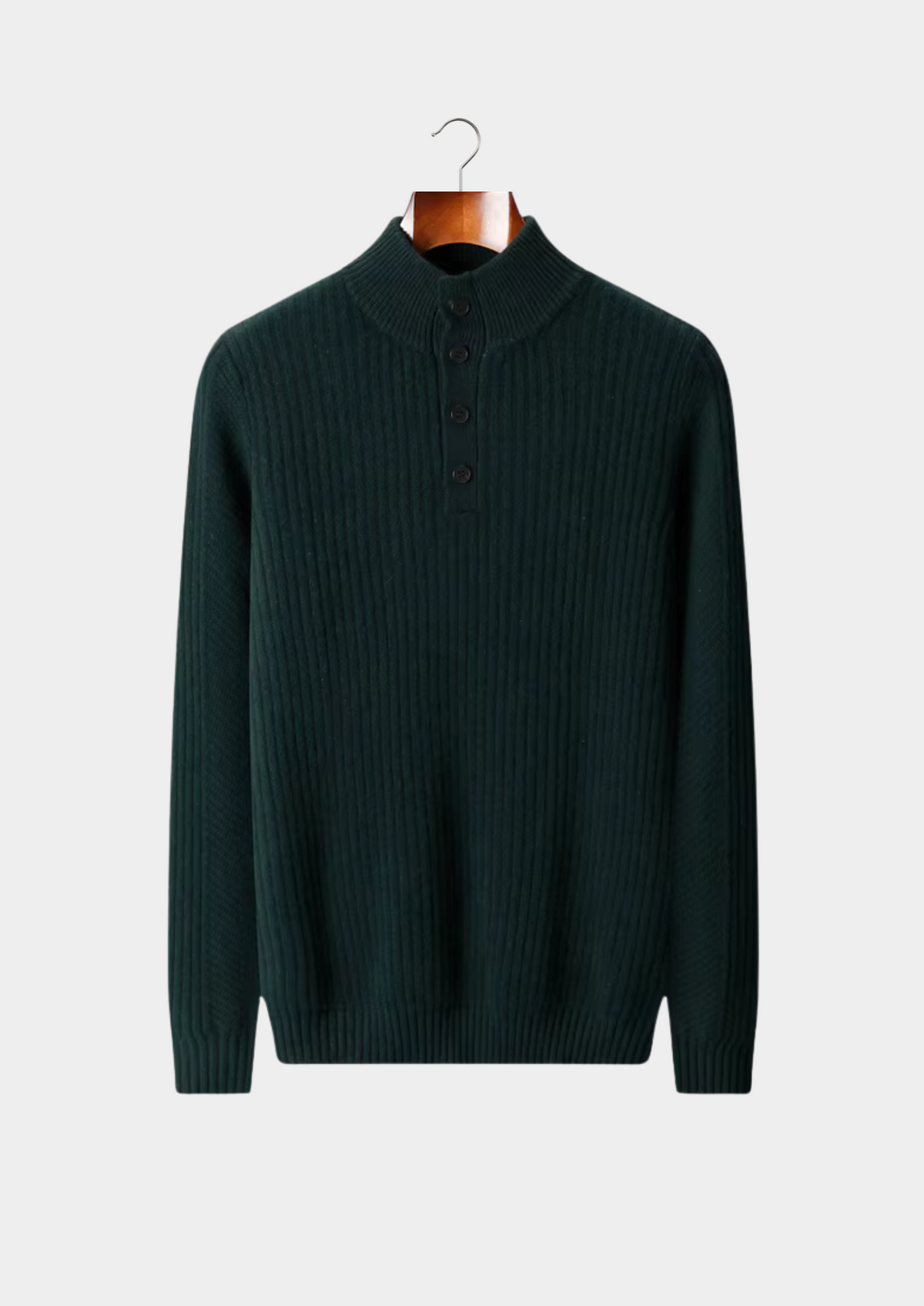 Pure Extra-Fine Merino Wool Ribbed Henley Sweater | Arventti