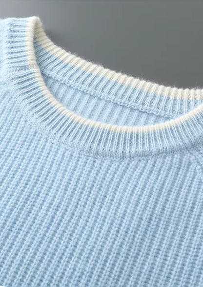 Pure Extra-Fine Merino Wool Two Tone Crewneck | Arventti