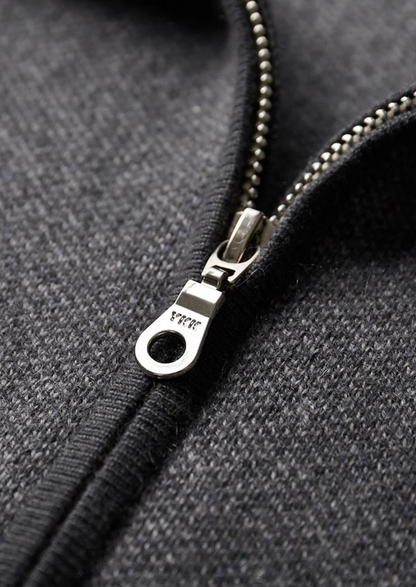 Premium Cashmere Jacquard Zip Cardigan | Arventti