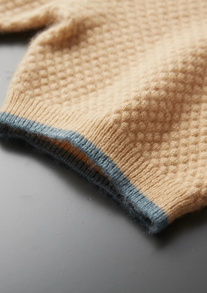 Premium Cashmere Mustard Two-Tone Polo | Arventti