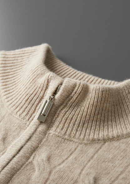Pure Extra-Fine Merino Wool Cable Half Zip | Arventti