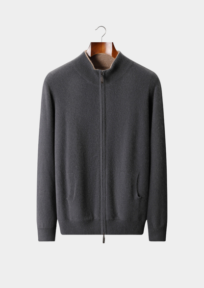 Pure Cashmere Dark Gray Dual Zip Cardigan | Arventti