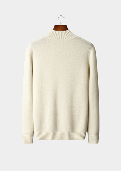 Pure Cashmere Ivory Patterned Mockneck | Arventti