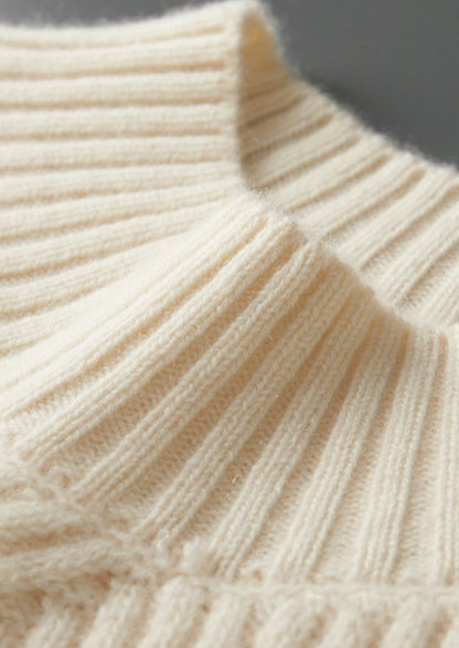 Pure Cashmere Ivory Patterned Mockneck | Arventti