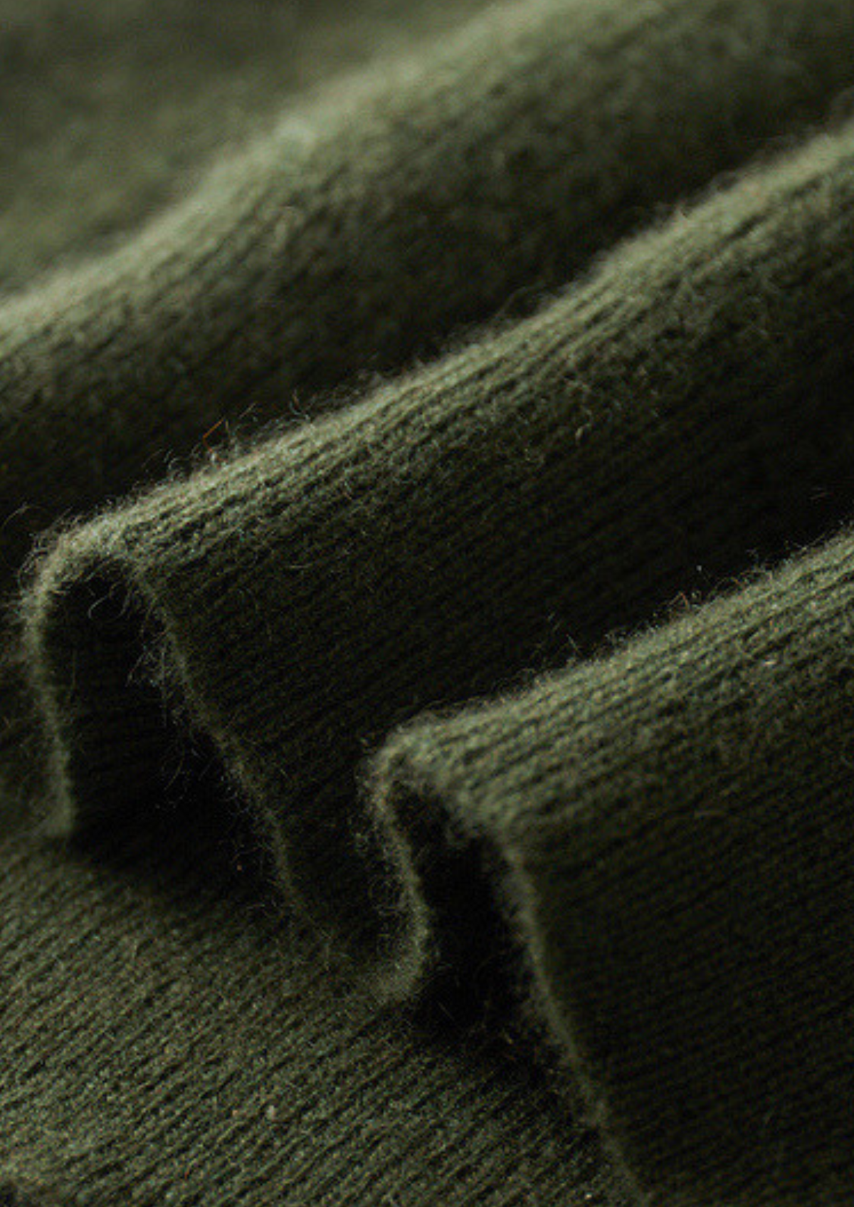 Pure Cashmere Olive Ribbed Half Zip | Arventti