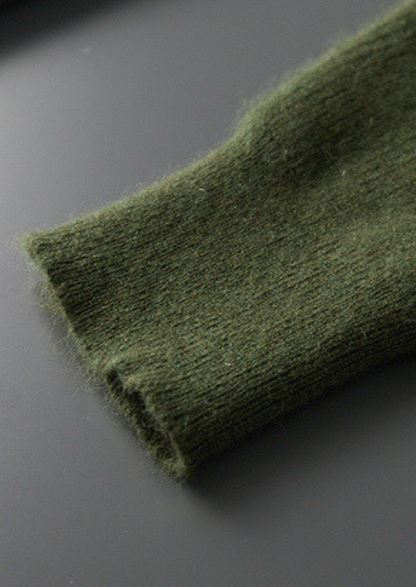 Pure Cashmere Olive Ribbed Half Zip | Arventti