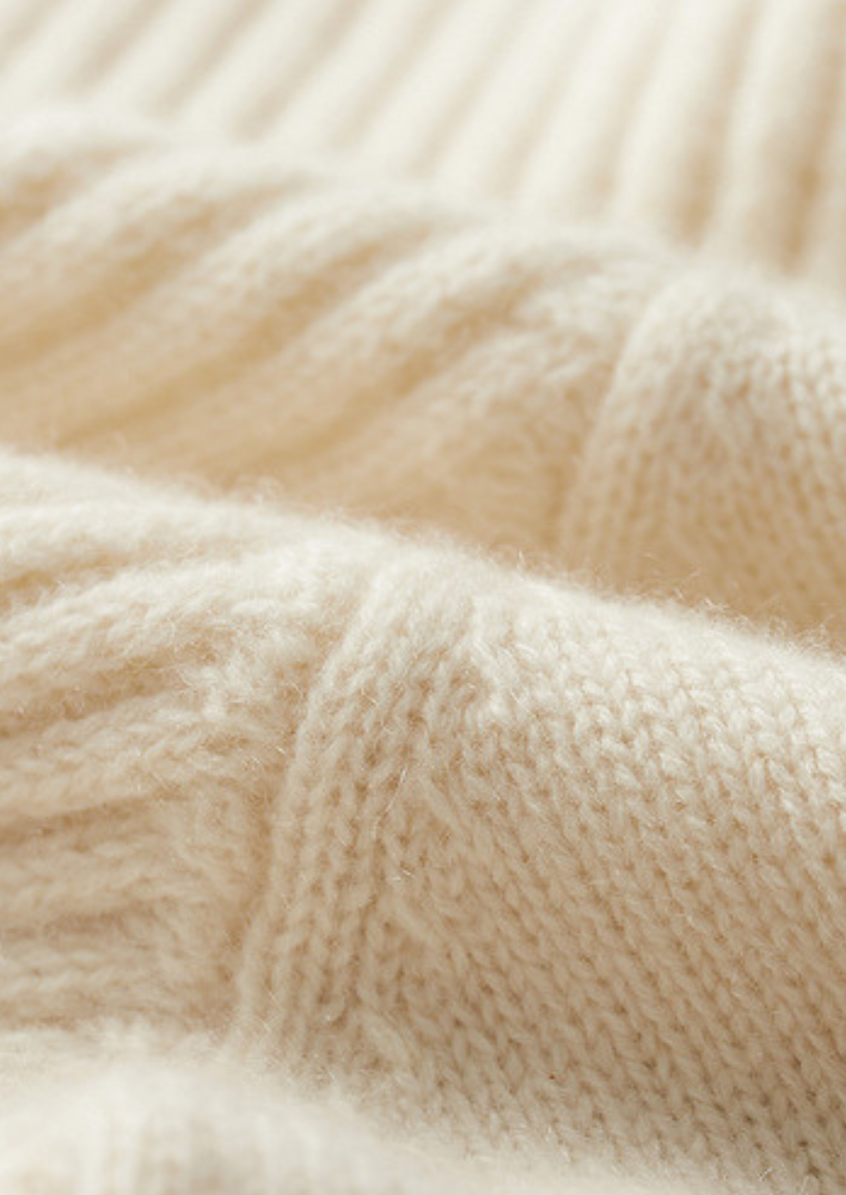 Pure Cashmere Ivory Patterned Mockneck | Arventti