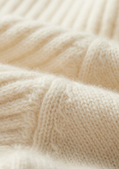 Pure Cashmere Ivory Patterned Mockneck | Arventti